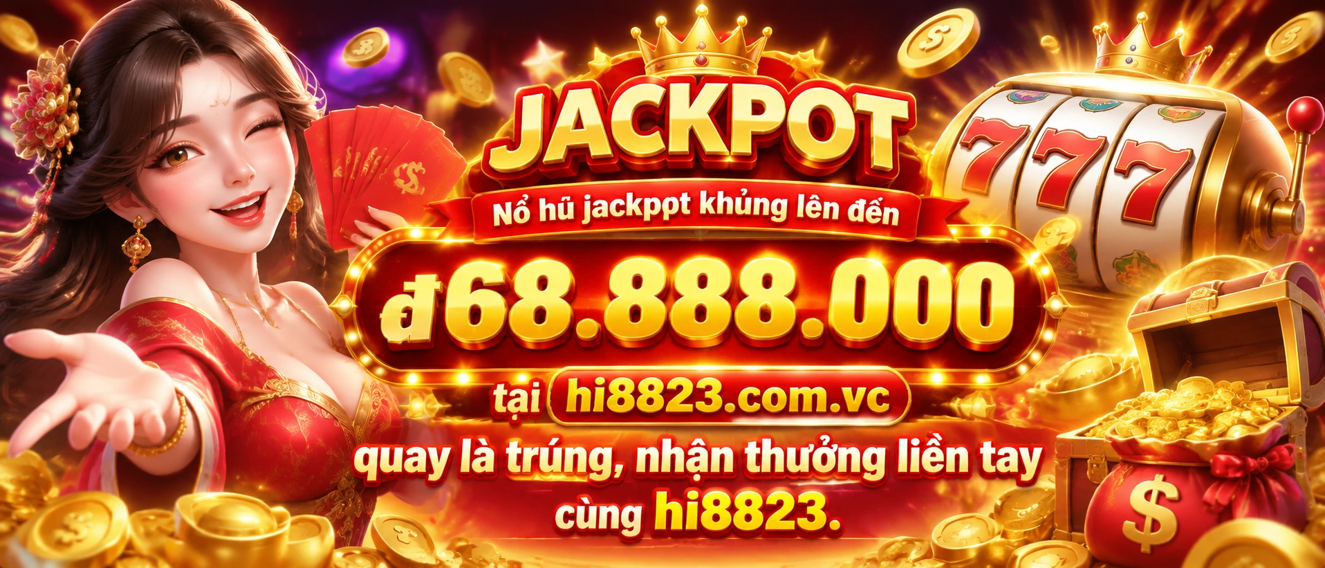 Giao diện sảnh Nổ Hũ Hi8823 với tông màu tối sang và nút thao tác nổi bật