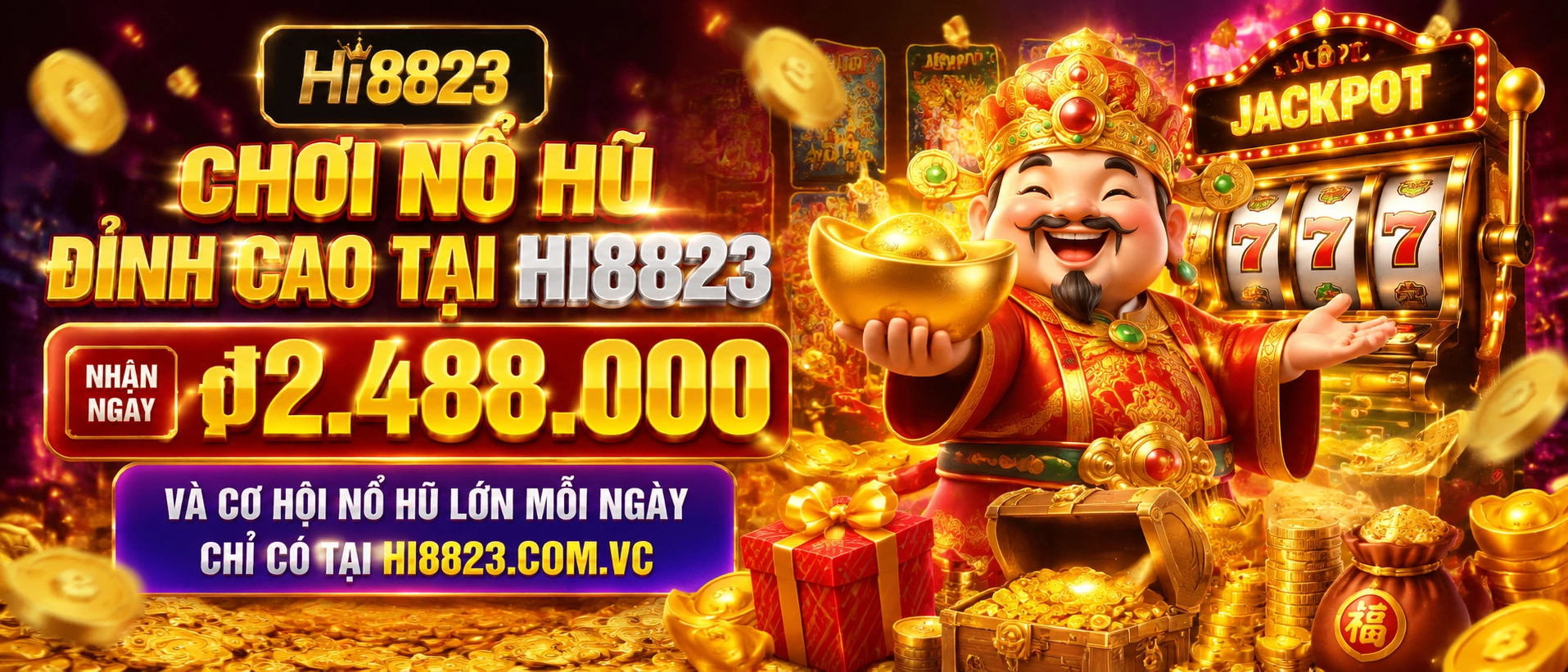 Bảng chọn sảnh Nổ Hũ và các nhóm game slot trên giao diện Hi8823