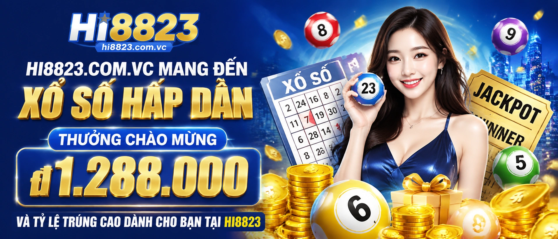 Không gian dịch vụ xổ số với giao diện thẻ nổi và phong cách tối hiện đại